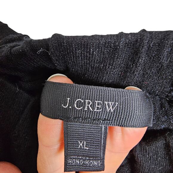 J Crew Sweater Women XL Black Knit Sweater Off Shoulder Sweater Ruffle Sweater - Picture 4 of 6